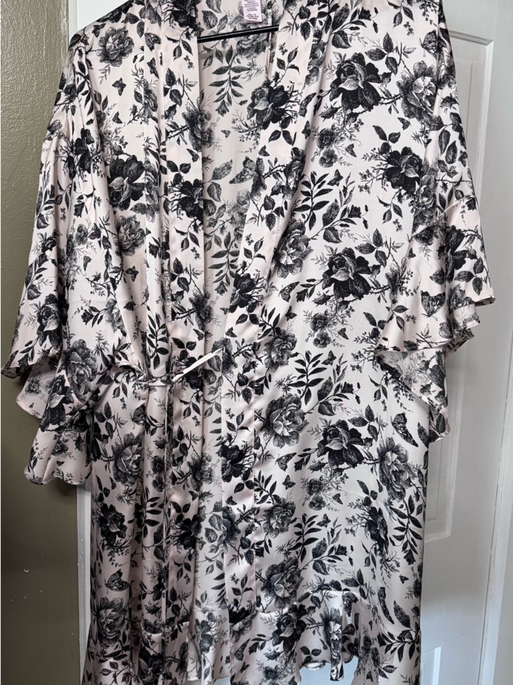 Victoria’s Secret Black Floral Satin Robe